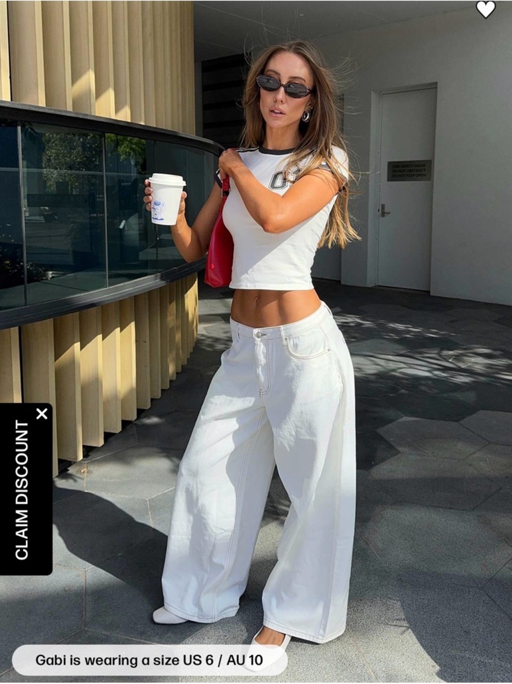 Princess Polly Petite Size 2 NWT Naylor Mid Rise Wide Leg Jeans Cream Petite